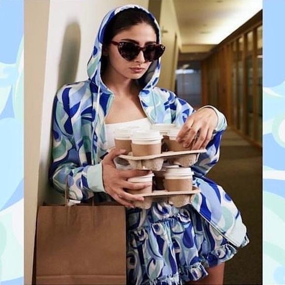 NWT HILL HOUSE Psychedelic Wave Print Fleece Zip‎ Up Hooded Sweatshirt S - Picture 3 of 13